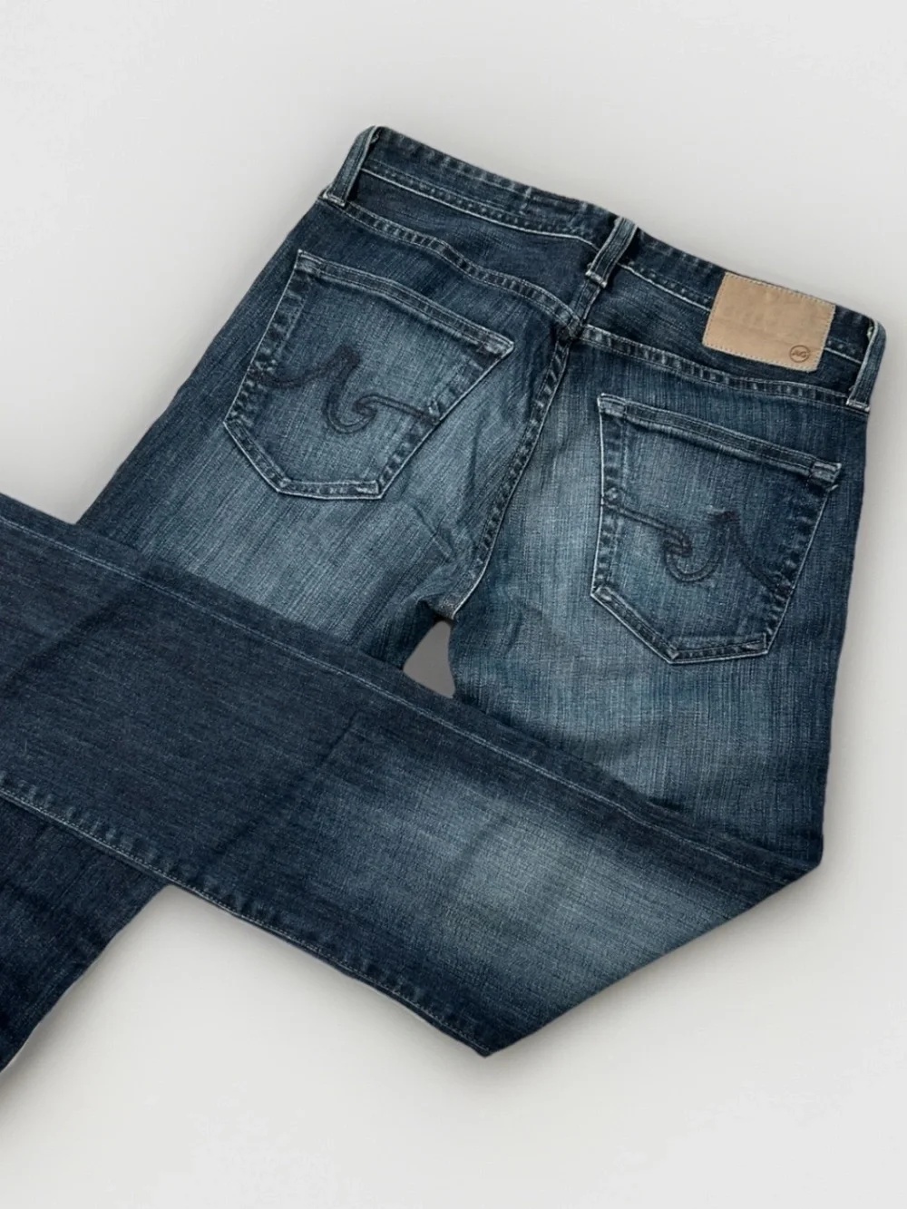 AG Adriano Goldschmied Blue Denim Matchbox Slim Straight Jeans Medium Wash